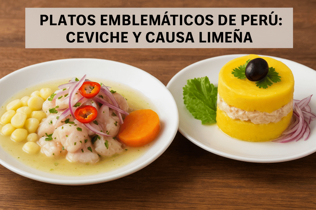 Platos emblemáticos de Perú: ceviche y causa limeña