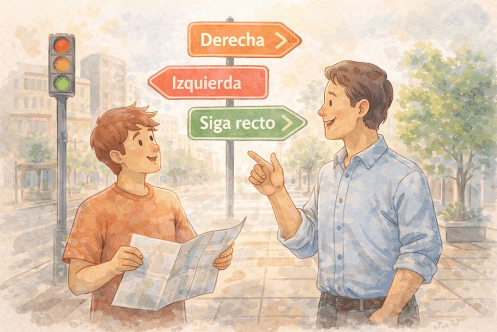 Pedir direcciones en español: derecha, izquierda y “siga recto”