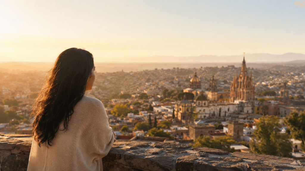 Asombro significado: persona observando un paisaje amplio con luz cálida para representar maravilla y sorpresa profunda en español.